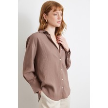 Paralel Çizgili Gömlek Kahve