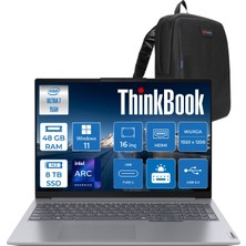 Lenovo Thinkbook 16 G7 Iml Intel Ultra 7 155H 48GB Ddr5 8tb(4+4) SSD Intel® Aı Boost 16" Wuxga 300NITS IPS Windows 11 Home Taşınabilir Bilgisayar 21MS008RTR8TBH25 + Zetta Çanta