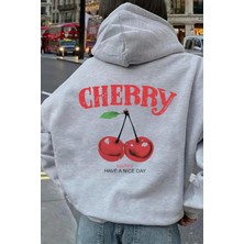 Chery Sırt Baskılı Içi Pamuklu Unisex Sweatshirt