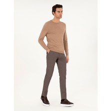 Cacharel Erkek Kahverengi Slim Fit Pamuk Karışımlı Kanvas Pantolon 50292336-VR029