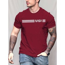 Erkek Kısa Kollu Nasa Baskı Basic Erkek T-Shirt