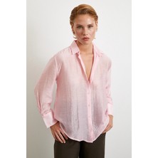 Modal Basic V Yaka Gömlek Pembe