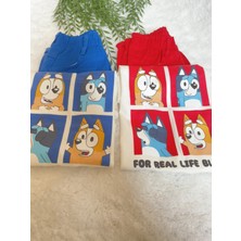 Erkek Çocuk Bluey Baskılı Keten Şortlu Alt Üst Takım