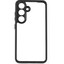 Galaxy S24 Plus Kılıf Kamera Korumalı Şeffaf Arka Yüzey Omsy New Roll Kapak-Siyah