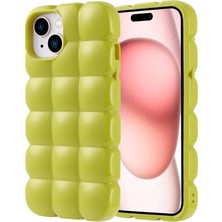 Apple iPhone 15 Kılıf Parlak Esnek Silikon Omsy Dom Dom Kapak-Yeşil