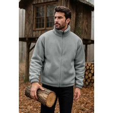 Ghassy Co. Erkek Pro Termal Iç Dış Sherpa Sonbahar Kış Tam Fermuarlı Peluş Sweatshirt