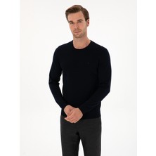 Cacharel Erkek Lacivert Slim Fit Yün Karışımlı Bisiklet Yaka Basic Triko Kazak 50315266-VR033