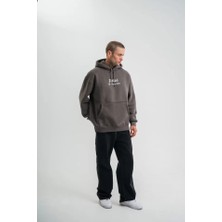 Polızeı Premium Kalite Kapşonlu Dijital Patchli Sweatshirt - Füme