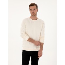 Cacharel Erkek Ekru Regular Fit %100 Pamuk 3 İplik Bisiklet Yaka Sweatshirt 50318974-VR019
