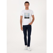Cacharel Erkek Beyaz Slim Fit Bisiklet Yaka Pamuk Karışımlı T-Shirt 50311403-VR013