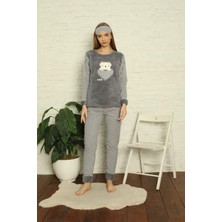 Kadın Uzun Kollu Alt Polar Üst Kışlık Pijama Takımı  02134