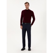 Cacharel Erkek Bordo Slim Fit Pamuk Karışımlı Yarım Balıkçı Yaka Triko Kazak 50318677-VR014