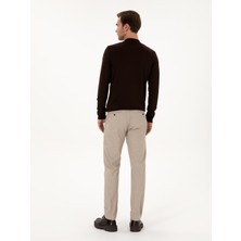 Cacharel Erkek Bej Slim Fit Pamuk Karışımlı Armürlü Kanvas Pantolon 50311720-VR011