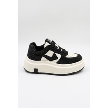 Guja Kadın Kalın Taban Taş Detaylı Bağcıklı Günlük Spor Ayakkabı GJ360 - Siyah - 36