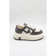 Guja Kadın Kalın Taban Taş Detaylı Bağcıklı Günlük Spor Ayakkabı GJ360 - Gri - 36