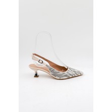 Park Moda Kısa Topuklu Taşlı Kadın Ayakkabı PM221 Ten