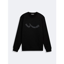 LTB Danisay Siyah Erkek Sweat Cepsiz Düz Tasarım Regular Fit Bisiklet Yaka