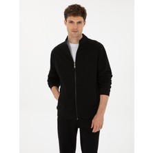 Cacharel Erkek Siyah Regular Fit Pamuk Karışımlı Tam Fermuarlı Sweatshirt 50309798-VR046