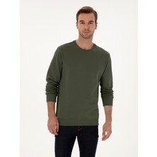 Cacharel Erkek Haki Regular Fit %100 Pamuk 3 İplik Bisiklet Yaka Sweatshirt 50318974-VR027