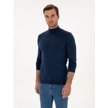 Cacharel Erkek İndigo Slim Fit Pamuk Karışımlı Yarım Balıkçı Yaka Triko Kazak 50318677-VR028