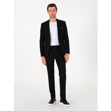 Cacharel Erkek Siyah Slim Fit Yün Karışımlı Klasik Kumaş Pantolon 50314681-VR046