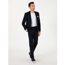 Cacharel Erkek Lacivert Slim Fit Yün Karışımlı Klasik Kumaş Pantolon 50314681-VR033