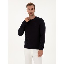 Cacharel Erkek Lacivert Slim Fit Pamuk Karışımlı Bisiklet Yaka Basic Triko Kazak 50318620-VR033