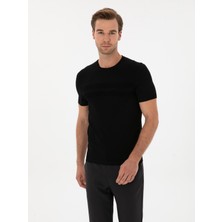 Cacharel Erkek Siyah Slim Fit Bisiklet Yaka Triko T-shirt 50311875-VR046