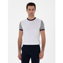 Cacharel Erkek Beyaz Slim Fit Bisiklet Yaka Triko T-Shirt 50285435-VR013
