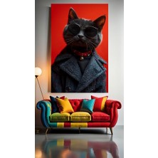 Özkacar Group Cool Kedi V12 Ev Duvar Salon Güzellik Salonu Ofis Dükkan Dekarasyon Kanvas Tablo
