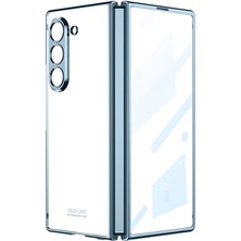 Galaxy Z Fold 6 Kılıf Omsy Full Camlı Kıpta Kapak-Mavi