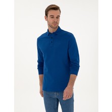 Cacharel Erkek İndigo Regular Fit %100 Pamuk 3 İplik Polo Yaka Sweatshirt 50318960-VR028