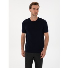 Cacharel Erkek Lacivert Slim Fit Bisiklet Yaka Triko T-Shirt 50314608-VR033