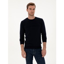 Cacharel Erkek Lacivert Slim Fit Pamuk Karışımlı Bisiklet Yaka Triko Kazak 50318982-VR033