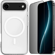 Vendas iPhone 17 Air Kılıf M-Safe Şarj Özellikli Şeffaf Sert Pc Zore Embos Kapak