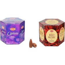 10 Adet Geri Akış Backflow Şelale Tütsü Konisi Tütsü Back Opium Gül