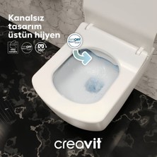 Creavit Elegant Beyaz Kanalsız Asma Klozet EG321, Creavit Elegant Duroplast Yavaş Kapak