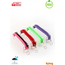 Bybag 4 Adet Pvc Kalemlik Fermuarlı Şeffaf Makyaj Çantası Kalem Kutusu Mor Yeşil Kırmızı Pembe Siyah