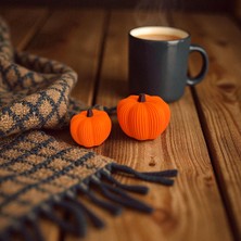 Ceresshop 2'li Set Dekoratif Balkabağı Seti – Sonbahar & Halloween Süsü Turuncu