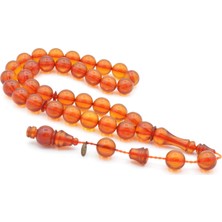 Usta Imzalı Küre Kesim Turuncu Ateş Kehribar Tesbih