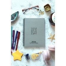 Kağıt KAyık 2026 Yeniden Başla Ajanda 160 Sayfa Spiralli TAŞ GRİ