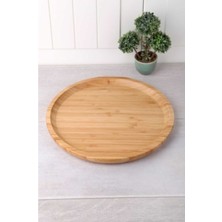Yuvarlak Bambu Tabak Tepsi 25 cm Kahverengi, Doğal ve Şık Sunum Için Mükemmel Tercih