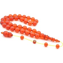 Ömer Mekik Imzalı Küre Kesim Turuncu Ateş Kehribar Tesbih