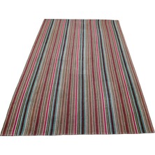 El Dokuma 5m2 Rengarenk Bukleli Pamuklu Kilim 6396