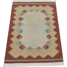 El Dokuma Modern Benzersiz Pastel Yün Kilim 6388