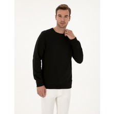 Cacharel Erkek Siyah Regular Fit %100 Pamuk 3 İplik Bisiklet Yaka Sweatshirt 50318974-VR046