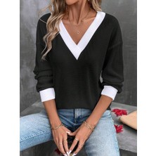 Arben Boutique Kadın Uzun Kollu V Yakalı Waffle Bluz