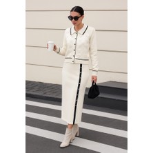 Arben Boutique Kadın Şerit Detay Ceket ve Etek Ikılı Takım