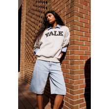 DeFacto Yale University Oversize Geniş Kalıp Bisiklet Yaka Sweatshirt F9527AX25AU