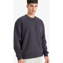 DeFacto Relax Fit Bisiklet Yaka Kalın İçi Yumuşak Tüylü Basic Düz Sweatshirt T5139AZ25AU